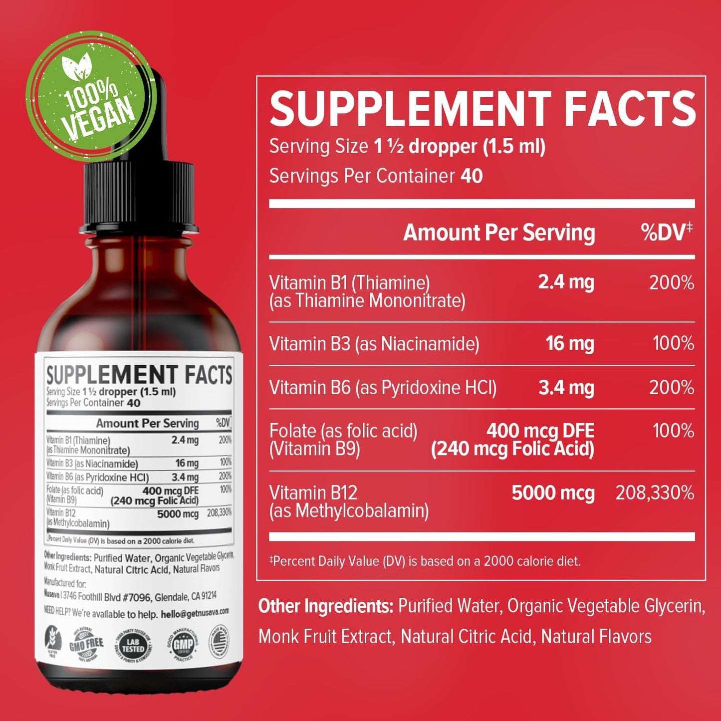 (2 Pack) Vitamin B12 and B6 Liquid Drops, B12 Sublingual Vitamin B Complex - B 12 Vitamin 5000Mcg - B12 Methylcobalamin for Energy, Brain, and Heart Support with 27,200 Mcg, Raspberry, 80 Servings